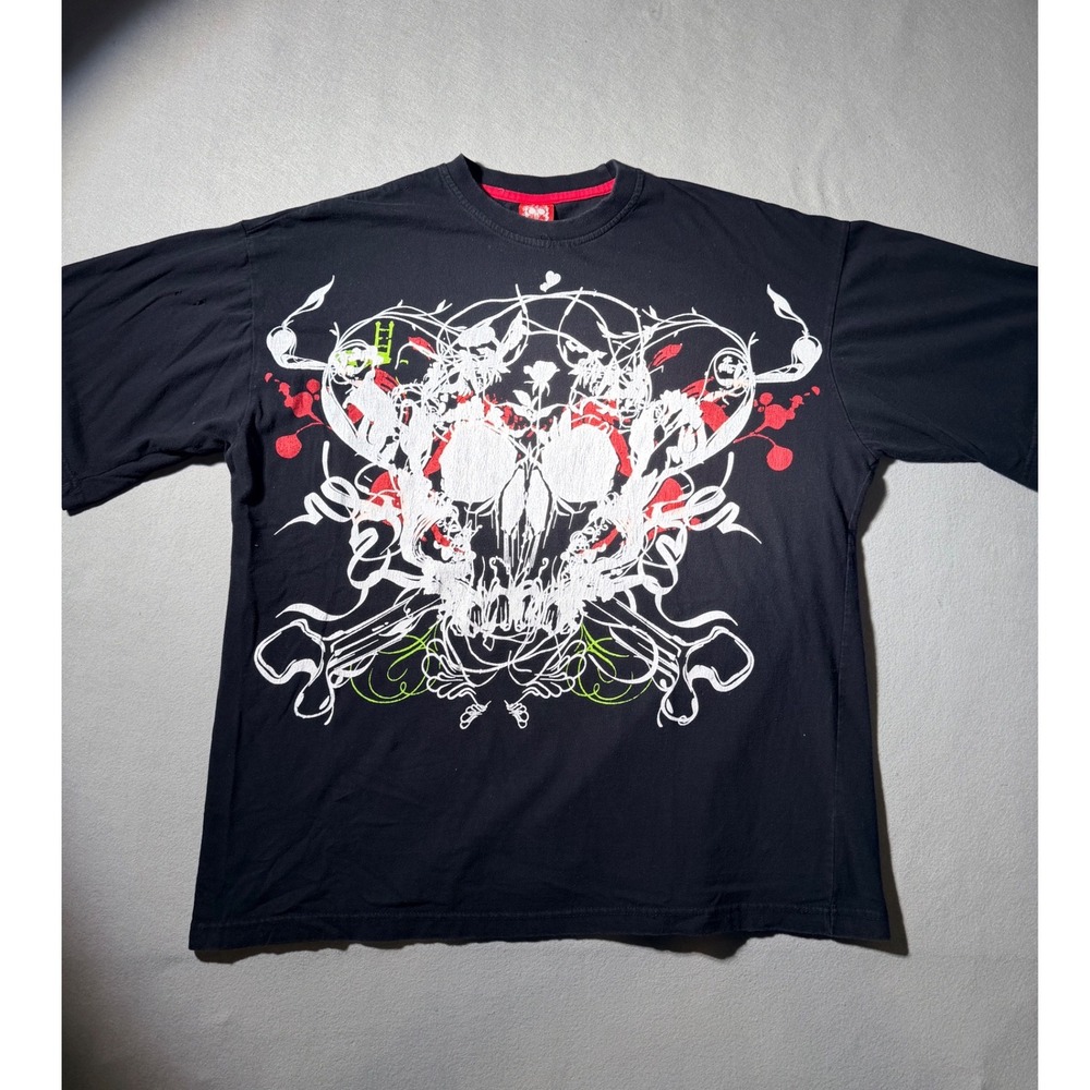 Y2K Brooklyn Express Skull Graphic T-Shirt Men XXL Black Red Green Streetwear